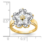 14k 6mm Heart Cubic Zirconia and AA Diamond Flower Ring