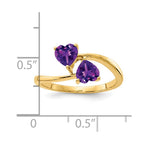 14k 5mm Heart Amethyst 2-Stone Ring