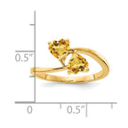 14k 5mm Heart Citrine 2-Stone Ring