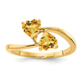 14k 5mm Heart Citrine 2-Stone Ring
