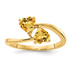 14k 5mm Heart Citrine 2-Stone Ring