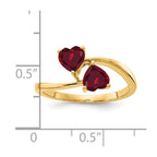 14k 5mm Heart Lab-Created Ruby 2-Stone Ring