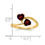 14k 5mm Heart Garnet 2-Stone Ring