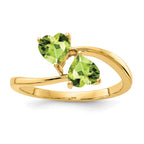 14k 5mm Heart Peridot 2-Stone Ring