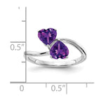 14k White Gold 5mm Heart Amethyst 2-Stone Ring