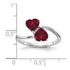 14k White Gold 5mm Heart Lab-Created Ruby 2-Stone Ring