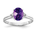 14k White Gold 8x6mm Oval Amethyst and A Diamond Ring