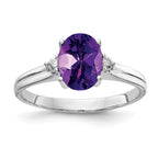 14k White Gold 8x6mm Oval Amethyst and A Diamond Ring