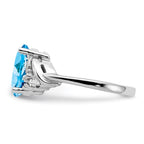 14k White Gold 10x8mm Oval Blue Topaz and 1/15 carat AAA Diamond Ring