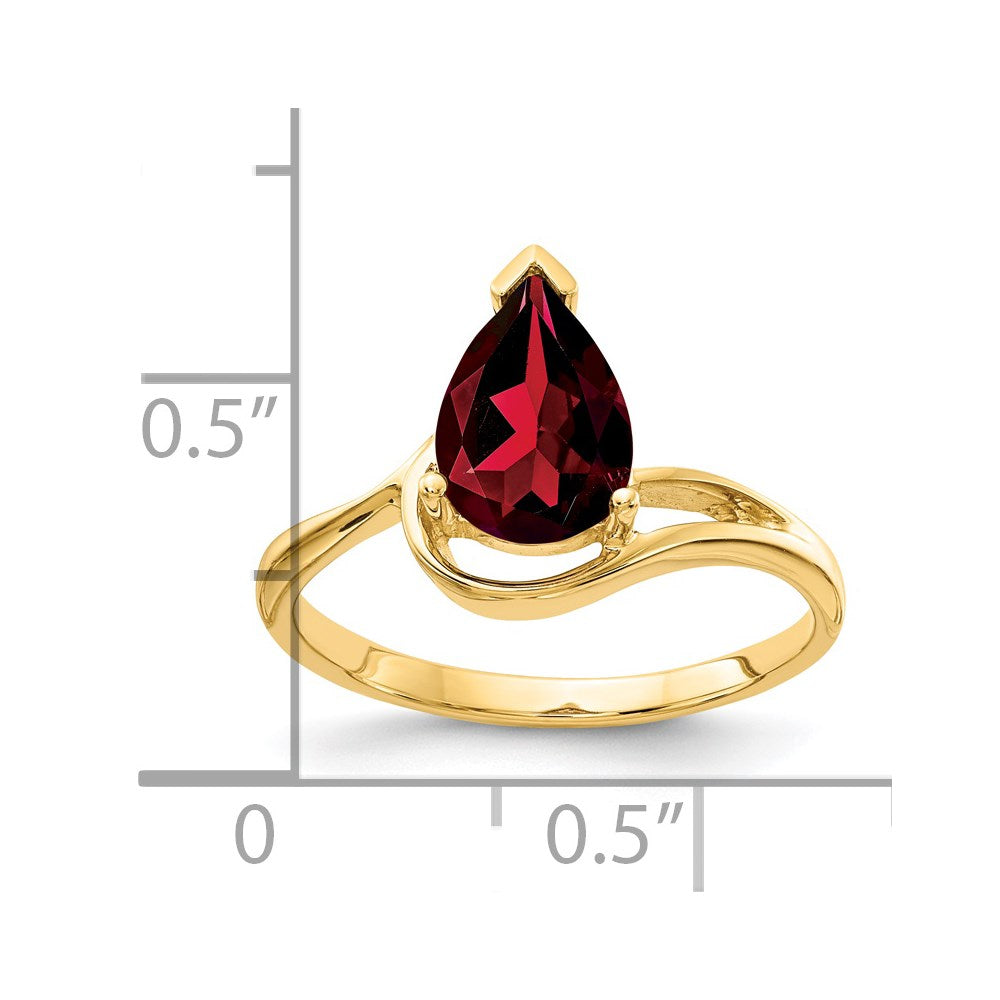 14k 9x6mm Pear Garnet Ring