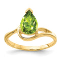 14k 9x6mm Pear Peridot Ring