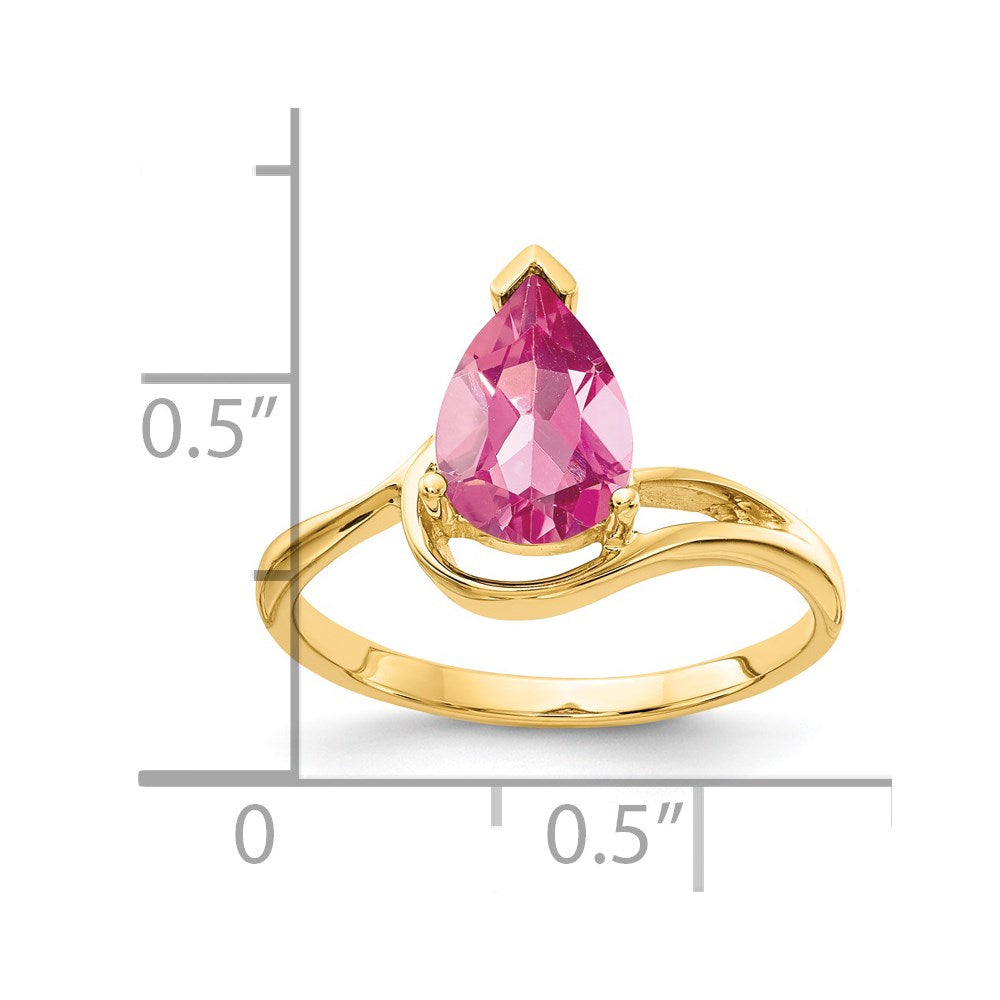 14k 9x6mm Pear-Shaped Pink Tourmaline Ring