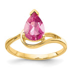 14k 9x6mm Pear-Shaped Pink Tourmaline Ring