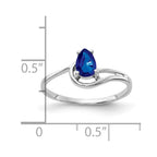 14k White Gold 6x4mm Pear Blue Sapphire Ring