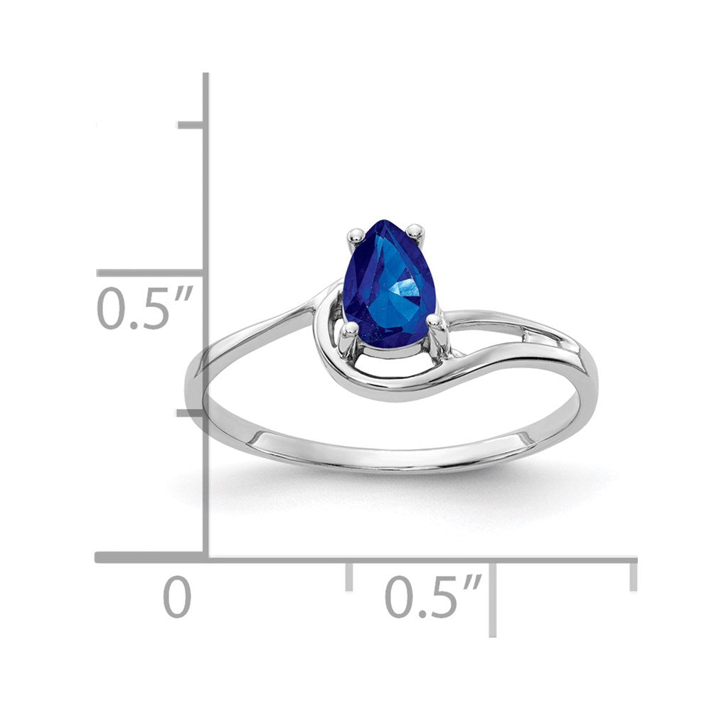 14k White Gold 6x4mm Pear Blue Sapphire Ring