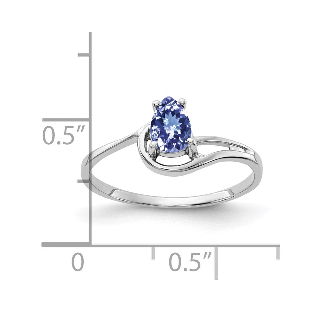 14k White Gold 6x4mm Pear Tanzanite Ring