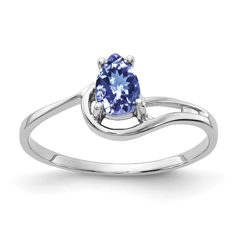 14k White Gold 6x4mm Pear Tanzanite Ring