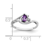 14k White Gold 5x3mm Pear Amethyst and AAA Diamond Ring