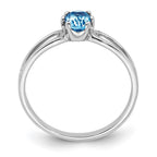 14k White Gold 6x4mm Oval Blue Topaz Ring