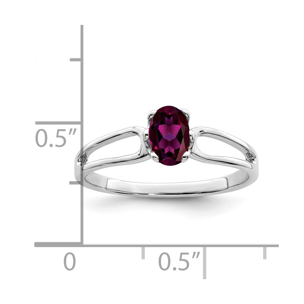 14k White Gold 6x4mm Oval Rhodolite Garnet Ring