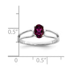14k White Gold 6x4mm Oval Rhodolite Garnet Ring