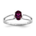14k White Gold 6x4mm Oval Rhodolite Garnet Ring