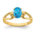 14k 7x5mm Oval Blue Topaz Ring