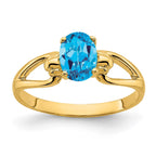 14k 7x5mm Oval Blue Topaz Ring