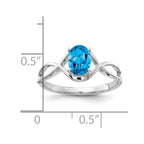 14k White Gold 7x5mm Oval Blue Topaz Ring