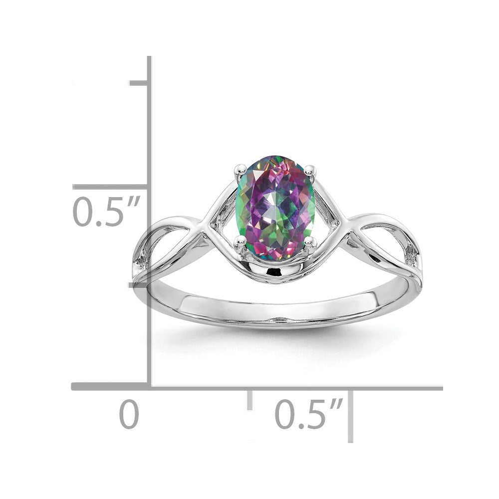 14k White Gold 7x5mm Oval Mystic Fire Topaz Ring