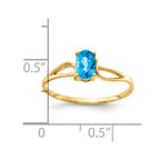 14k 6x4mm Oval Blue Topaz Checker-cut Ring