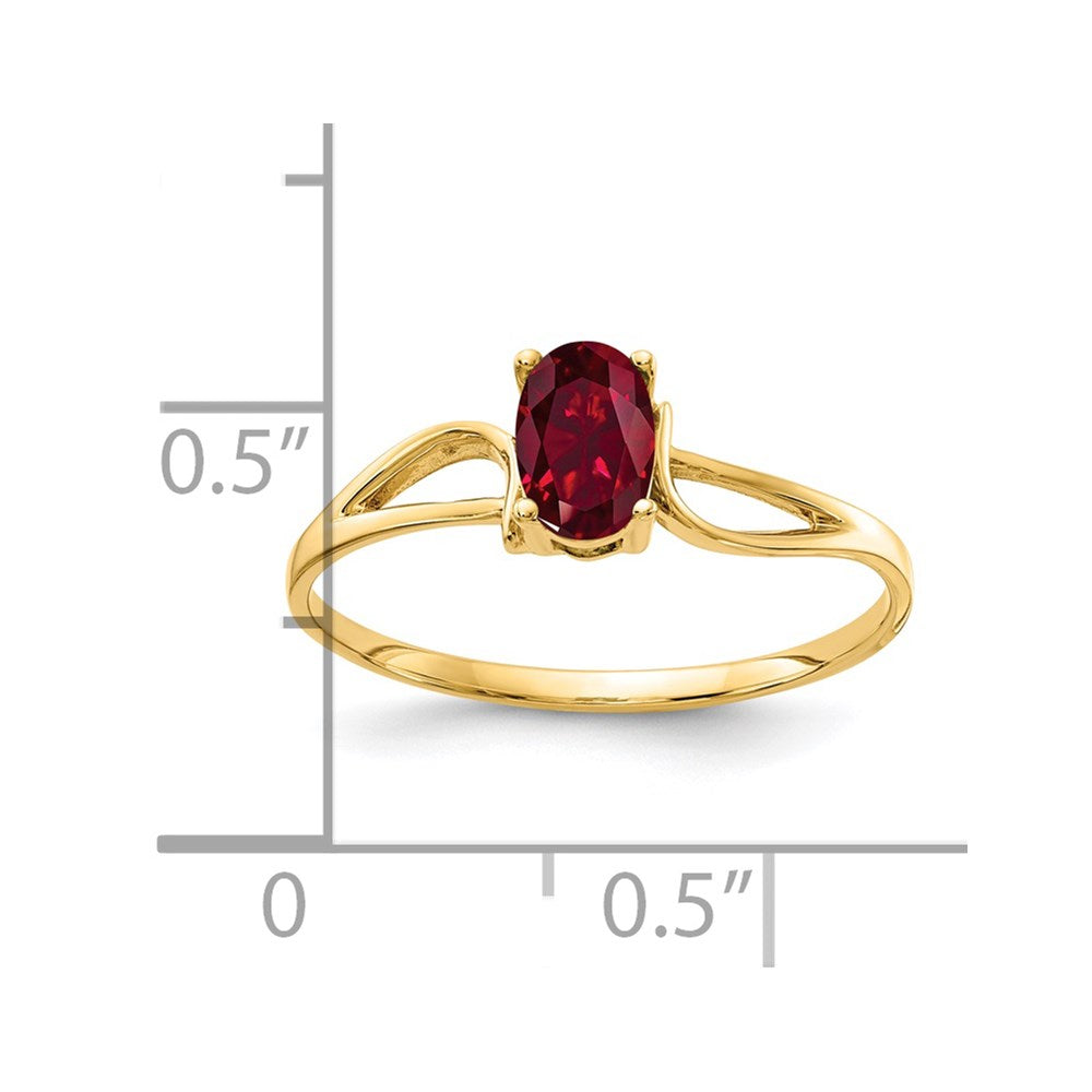 14k 6x4mm Oval Lab-Created Ruby Ring