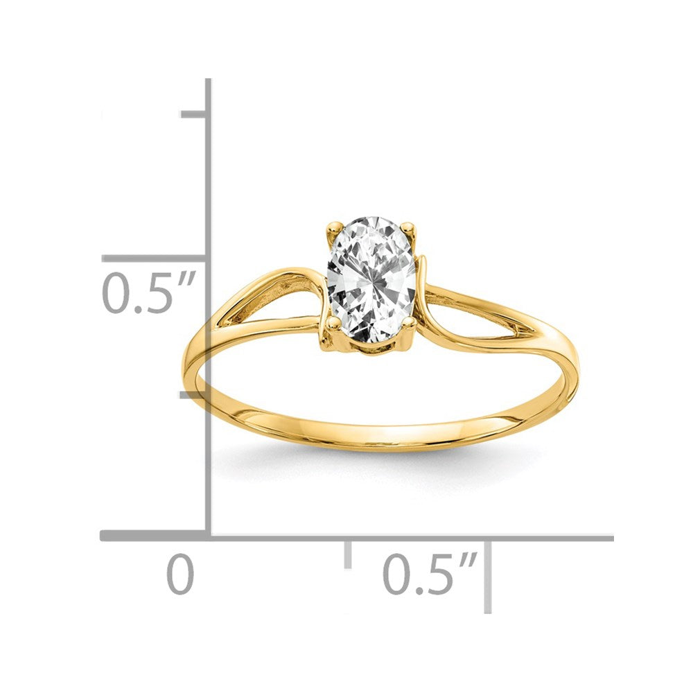 14k 6x4mm Oval Cubic Zirconia Ring