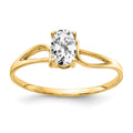 14k 6x4mm Oval Cubic Zirconia Ring