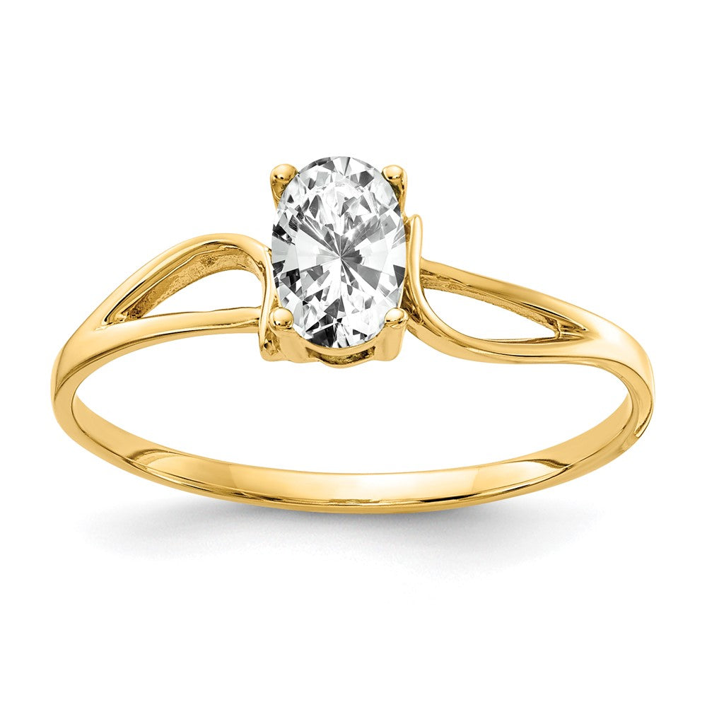 14k 6x4mm Oval Cubic Zirconia Ring