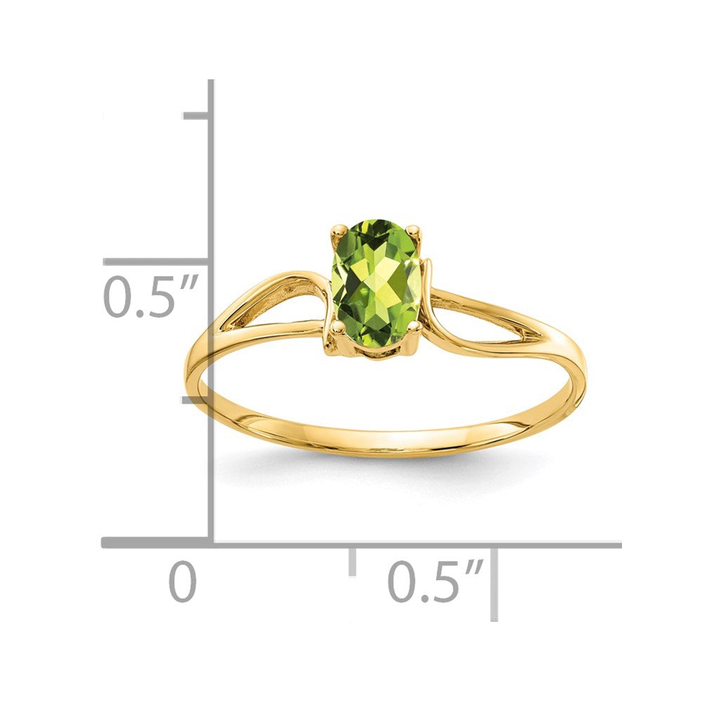14k 6x4mm Oval Peridot Ring