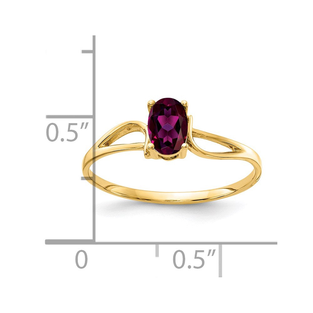14k 6x4mm Oval Rhodolite Garnet Ring