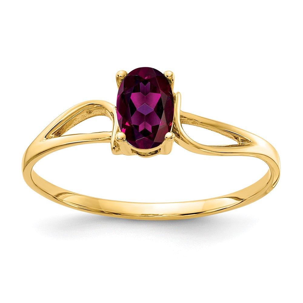 14k 6x4mm Oval Rhodolite Garnet Ring