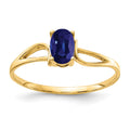 14k 6x4mm Oval Blue Sapphire Ring