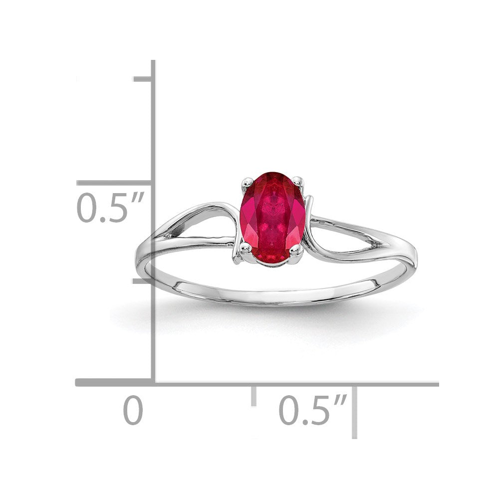 14k White Gold 6x4mm Oval Ruby Ring