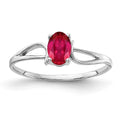 14k White Gold 6x4mm Oval Ruby Ring