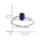 14k White Gold 6x4mm Oval Blue Sapphire Ring