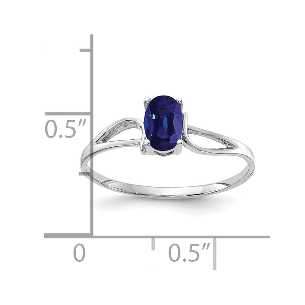 14k White Gold 6x4mm Oval Blue Sapphire Ring