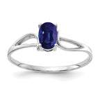 14k White Gold 6x4mm Oval Blue Sapphire Ring