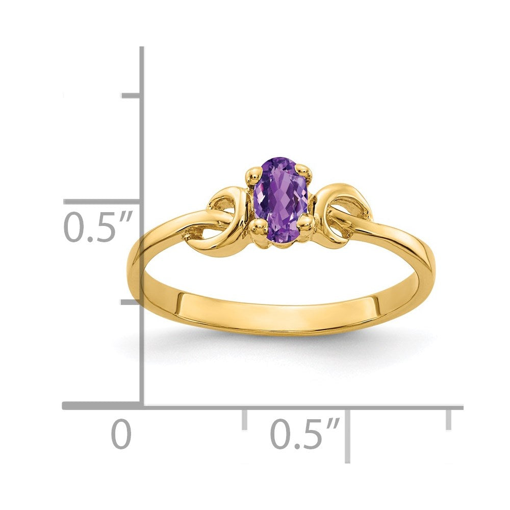 14k 5x3mm Oval Amethyst Knot Ring