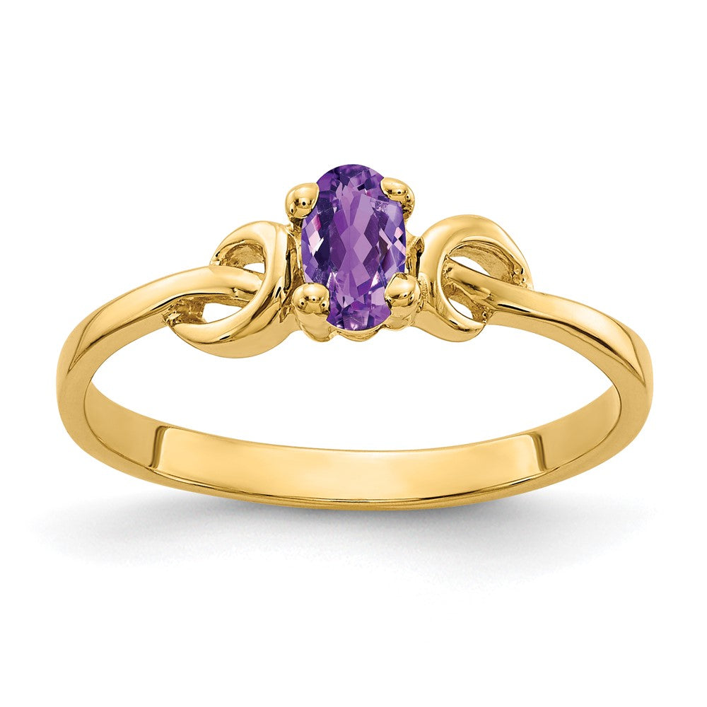 14k 5x3mm Oval Amethyst Knot Ring