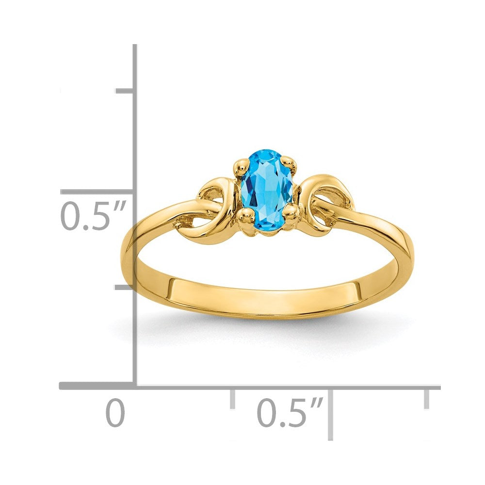 14k 5x3mm Oval Blue Topaz Knot Ring
