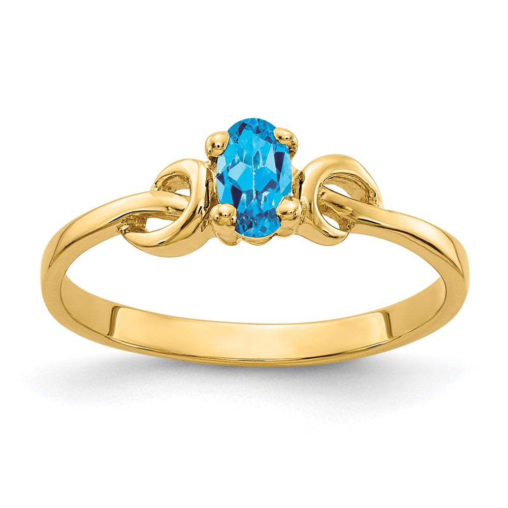 14k 5x3mm Oval Blue Topaz Knot Ring