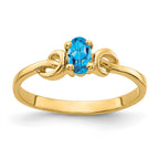 14k 5x3mm Oval Blue Topaz Knot Ring