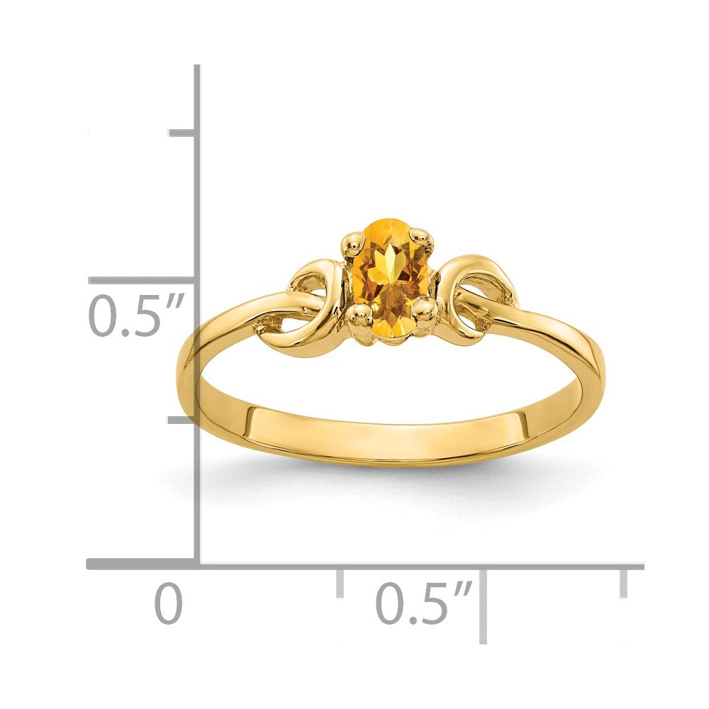 14k 5x3mm Oval Citrine Knot Ring